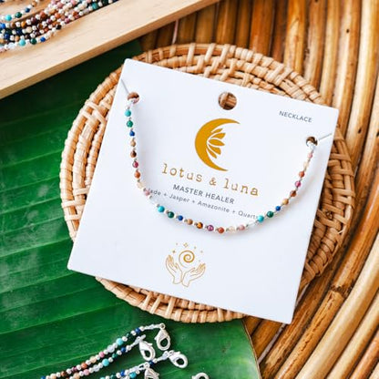 Lotus and Luna 3MM Necklace - size: Standard 14''-17'', style: Master Healer (Silver)