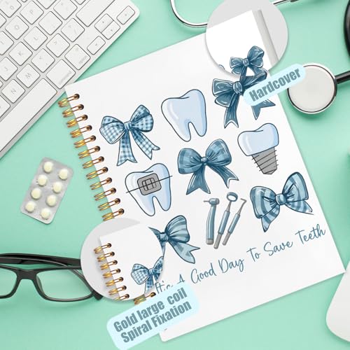Blue Coquette Bow Dentist Notebook, Dental Gifts for Coworkers Journal, Dental Hygienist Gifts Spiral Notebook Journal for Note Taking, Dentist Office Supplies, 5.5x8.3 Inch - color: It's A Good Dayy To Save Teeth