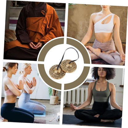 FRCOLOR Brass Cymbal Bell Tibetan Buddhism Percussion Instrument Small Handheld Yoga Meditation Bell for Relaxation and Spiritual Practice