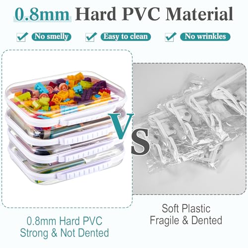 Sanwuta 4 Pcs Clear Hard Zipper Case with Handle Office Storage Cases Hard Plastic Pouches Transparent Bins for Crafts, Snacks, Cosmetics, Puzzles(9.8 x 7.9 x 2 Inches,White) - size: 9.8 x 7.9 x 2 Inches