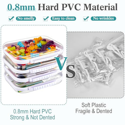 Sanwuta 4 Pcs Clear Hard Zipper Case with Handle Office Storage Cases Hard Plastic Pouches Transparent Bins for Crafts, Snacks, Cosmetics, Puzzles(9.8 x 7.9 x 2 Inches,White) - size: 9.8 x 7.9 x 2 Inches