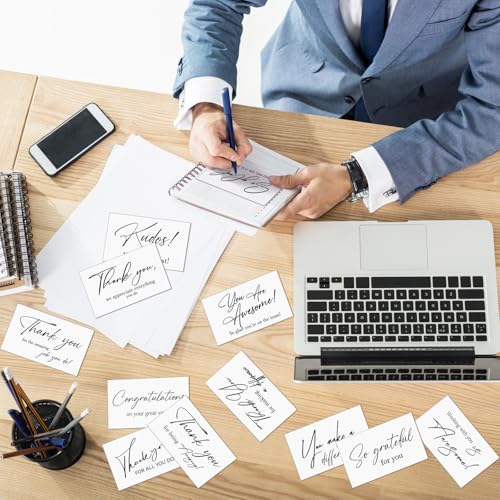 Yeaqee 240 Pcs Employee Appreciation Kudos Cards Funny Blank Back Motivational Card Encouragement Thank You Note Recognition Card for Teacher College Affirmation Gift(White) - style: White