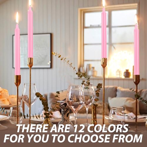 24 Pack Pink Spell Chime Candles – Premium Mini Unscented Taper Candles for Rituals, Prayer, Meditation, Altar, Spells – 4" Tall – Ideal for Witches & Spiritual Practices - color: Pink