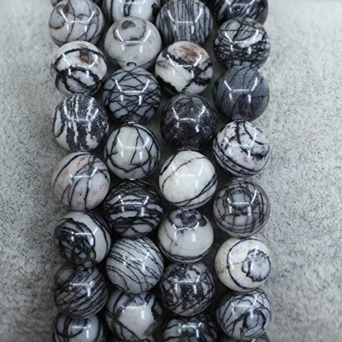 Keleny Gem Semi Precious Gemstones 8mm Natural Quartzite Stone Round Beads Crystal Stretch Bracelet 7 Inch Unisex - color: Grey Frosted Picasso Jasper