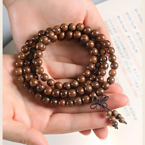 Zen Dear Unisex Natural Silkwood Tibetan Buddhism Meditation Prayer Bead Necklace Japa Mala Beads Bracelets - style: 6mm 108 Beads