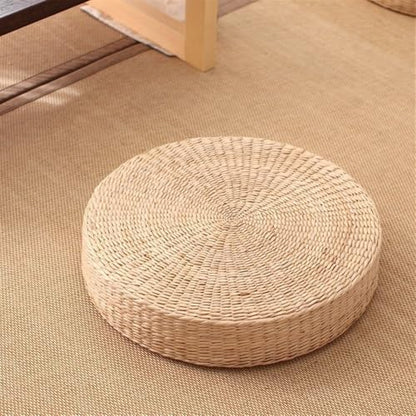 Yoga Mat, Meditation Cushion, Japanese Round Pad, Hand Woven Straw Seat Cushion, Floor Pillow for Tea Ceremony, Meditation and Yoga(3.9 * 23.6in)