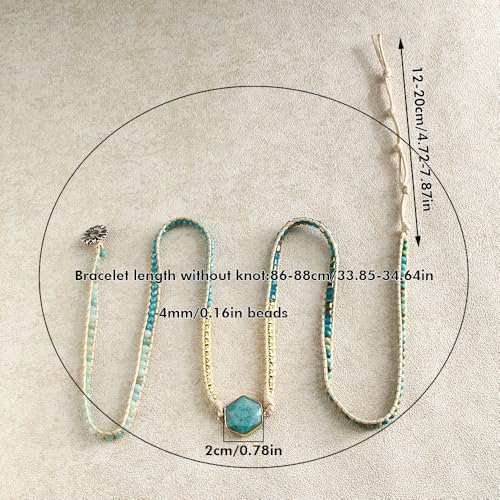 Handmade Boho Wrap Bracelets Natural Turquoise Crystal Stone Variety Beaded Strand Bracelet - color: Labradorite #2