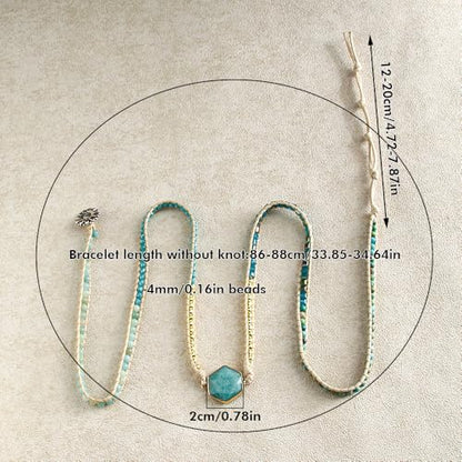 Handmade Boho Wrap Bracelets Natural Turquoise Crystal Stone Variety Beaded Strand Bracelet - color: Labradorite #2