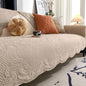 vctops Boho Cotton Quilted Couch Cover Soft Embroidered Sofa Cover Non-Slip Dog Bed Cover Scalloped Sofa Slipcover Washable Furniture Protector Cover (Khaki,28"x82") - color: Khaki, size: 1pc/28"x82"/Rectangular