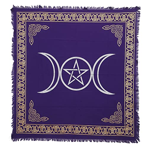 Indian Consigners Gold Silver Alter Square for Sacred Places Triple Moon Pentagram Moon Altar Cloth (Purple, 91 by 91 CMS/36x36 inches) - color: Purple, size: 36" x 36" (Square)