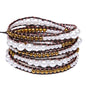 Boho Wrap Bead Bracelet for Women - Handmade Adjustable Natural Stone Beaded Bracelets Yoga Healing Bracelet Bangle Hippie Jewelry - color: Imitation Pearl