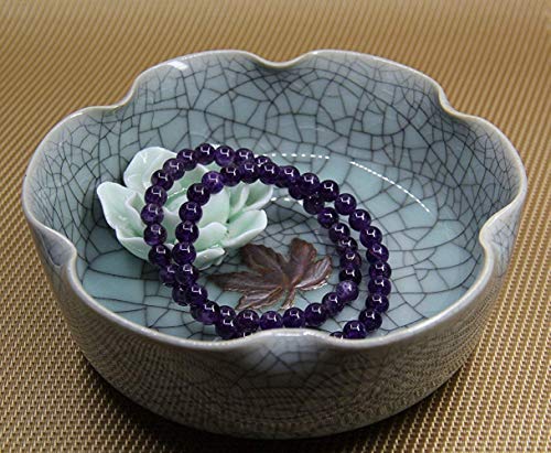 Angelstones Handmade Natural Healing Gemstone 6mm Round Beads Stretch Crystal Bracelet 7 Inch Unisex - color: Amethyst