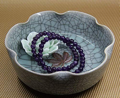 Angelstones Handmade Natural Healing Gemstone 6mm Round Beads Stretch Crystal Bracelet 7 Inch Unisex - color: Amethyst