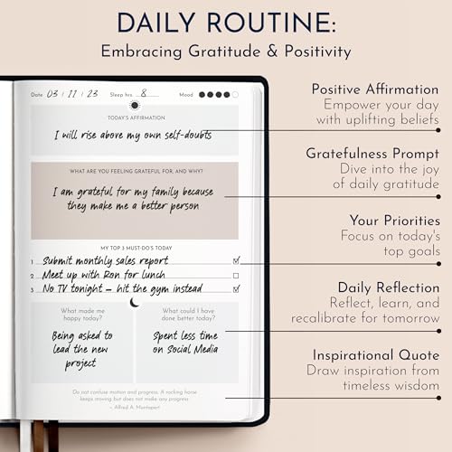 Premium Gratitude Journal for Men – 6 Month Guided Daily Prompts, Habit Tracker – Hardcover, 249 Pages, Lay Flat, 100gsm Paper – Mens Mindfulness Gifts, Mental Health, Self Mastery, Gift Boxed - color: Men - Black