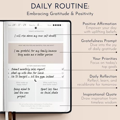 Premium Gratitude Journal for Men – 6 Month Guided Daily Prompts, Habit Tracker – Hardcover, 249 Pages, Lay Flat, 100gsm Paper – Mens Mindfulness Gifts, Mental Health, Self Mastery, Gift Boxed - color: Men - Black