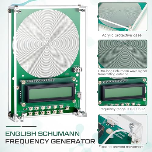 Relaxweex Adjustable Schumann Sine Wave Resonance Generator Ultra Low Frequency Generator Sound Frequency Machine with USB and Acrylic Case(0.1hz-100khz) - color: Green