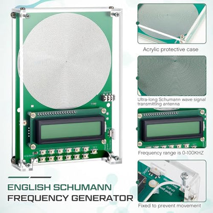 Relaxweex Adjustable Schumann Sine Wave Resonance Generator Ultra Low Frequency Generator Sound Frequency Machine with USB and Acrylic Case(0.1hz-100khz) - color: Green