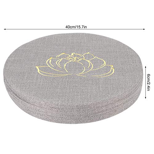 Meditation Cushion, Yoga Mat with Detachable Washable Cover, Soft Handheld Design for Zen Tea Ceremony Floor Window (40 cm in Diameter and 6 cm in Thickness) - color: Grey Embroidered Lotus Pattern