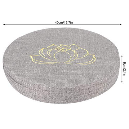 Meditation Cushion, Yoga Mat with Detachable Washable Cover, Soft Handheld Design for Zen Tea Ceremony Floor Window (40 cm in Diameter and 6 cm in Thickness) - color: Grey Embroidered Lotus Pattern