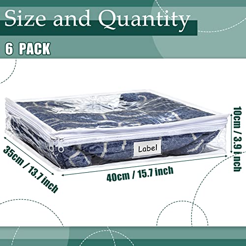 6pcs Clear Zippered Storage Bag Plastic Individual Sweater Storage Bag with Zipper Label Closet Clothing Organizer for Blanket Clothes Bed Sheet Comforter Quilt Pillow(15.7 x 13.7 x 3.9 Inch) - size: 15.7 x 13.7 x 3.9 Inch