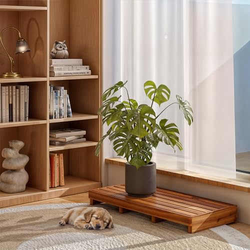 One Step Stool for Elderly (35" Length) - Acacia Wood High Step Stool with Non-Slip Pads - 550 Lbs Wooden Mobility Stepping Stools for Handicap, Bed, Bathroom, Kitchen (Patented)