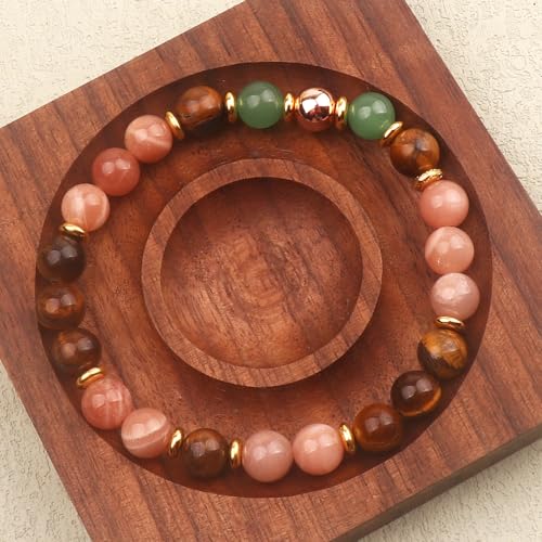 KSQS Healing Stone Bead Bracelet for Women, Natural Gemstones Balance Protection Bracelet, Spiritual Crystal Beads Bracelet Anxiety Relief with Meaning Card - style: Courage