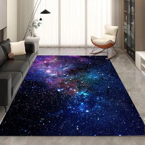 kxry 6 * 9 Feet Galaxy Soft Area Rugs for Kids Girls Boys Blue and Purple Outer Space Starry Sky Universe Floor Carpet for Living Room Bedroom Dorms Nursery Rooms Home Decor Aesthetic - color: Multi1, size: 9' x 6' (Rectangular)