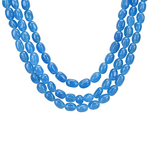 Ratnavali Jewels Quartz Multi Layer Strand Mala Beads Party Wear Necklace Jewelry Women RV3415 - color: Blue