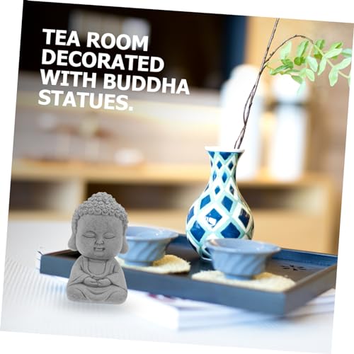 PRETYZOOM Handcrafted Sandstone Buddha Statue Minimalist Decor for Home Garden and Tea Elegant Indoor Desktop Sculpture Peaceful Ambiance Creator