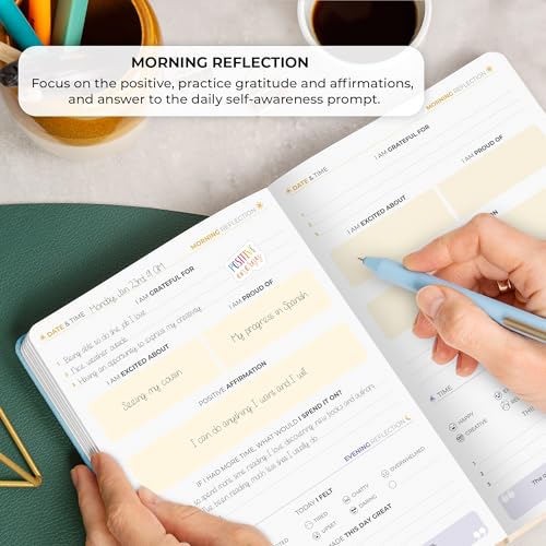 Clever Fox Four-Minute Journal – Daily Positivity Journal with Prompts – Motivational Affirmation, Mental Health & Habit Tracker (Aquamarine) - color: Aquamarine