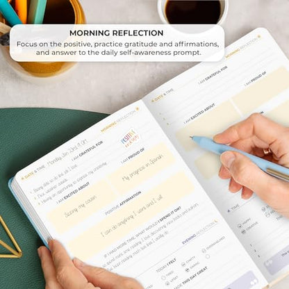 Clever Fox Four-Minute Journal – Daily Positivity Journal with Prompts – Motivational Affirmation, Mental Health & Habit Tracker (Aquamarine) - color: Aquamarine