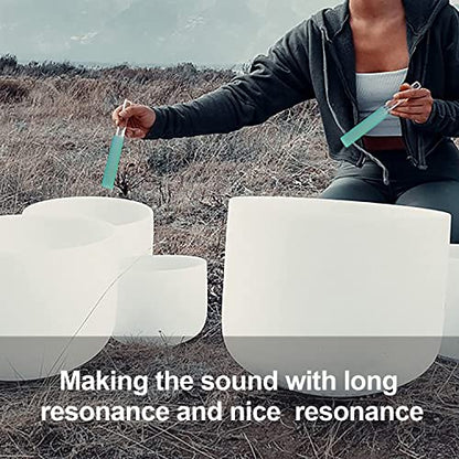 4 Pcs Singing Bowl Mallet Set Includes Solid and Hollow Acrylic Silicone Rubber Striker Mallet for Playing Quartz Crystal Singing Bowls with Bundle Pocket(WhiteGreen) - color: WhiteGreen