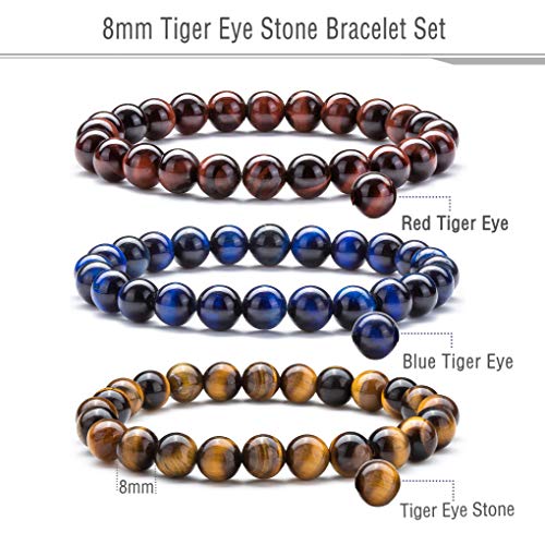 Men Women 8mm Natural Stone Lava Rock Diffuser Bracelet Elastic Yoga Agate Beads Bracelet Bangle - color: Set 1