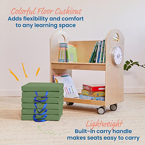 ECR4Kids SoftZone Floor Cushions, Square, Flexible Seating, Hunter Green, 6-Piece - color: Hunter Green