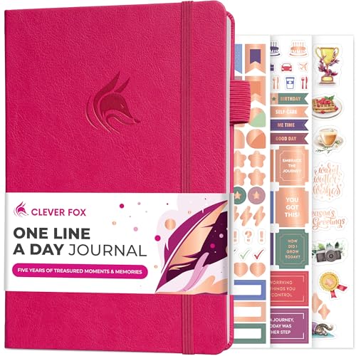Clever Fox One Line A Day Journal – 5-Year Memory Notebook – Daily Time Capsule Diary for Women & Men –Five-Year Day-by-Day Planner (Fuchsia) - color: Fuchsia