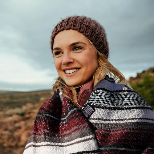 Mexican Blanket (Authentic Handmade Falsa) - Durable, Lightweight Baja Indian Blanket for Yoga, Beach, Camping, Picnic, Car/Truck, Outdoor Mexican Throw, Baja Saddle Blanket, 70"x50", Cherry - color: Cherry