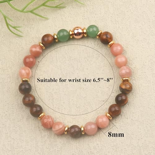 KSQS Healing Stone Bead Bracelet for Women, Natural Gemstones Balance Protection Bracelet, Spiritual Crystal Beads Bracelet Anxiety Relief with Meaning Card - style: Courage