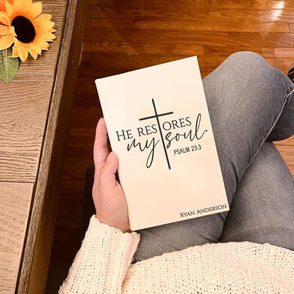 Personalized Christian Prayer Journal for Men & Women, Custom Engraved Name, Daily Devotional, Scripture Writing, Gratitude and Faith Gift