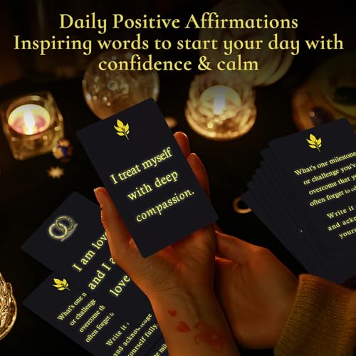 Miracle Mantras Positive Affirmations Cards – 54 Daily Affirmation Cards for Women & Men, Self Care, Love & Wealth, Mindfulness Motivational Deck, Inspirational Gift