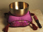 Meditation Accessory Japanese Rin Gong Singing Bowl Set 4.2" dia with Cushion & Brocade Striker - Mauve - color: 4.2" Mauve Brocade