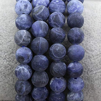 Amandastone Natural Gemstone 8mm Round Beads Stretch Bracelet 7 Inch - color: Matt Sodalite