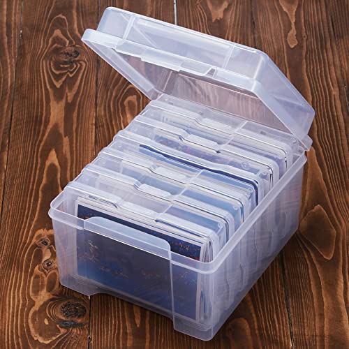 Yungyan 2 Count 4 x 6 Inch Photo Storage Boxes Craft Organizer Cases Picture 12 Inner Photo Cases Plastic Box Scrapbooking Clear Containers Storage Box for Photos Seeds Card Stamps Tasks Stickers