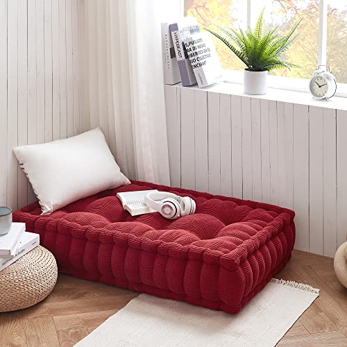 DormCo Rainha - Ultra Thick Tufted Floor Pillow - Crimson - color: Crimson