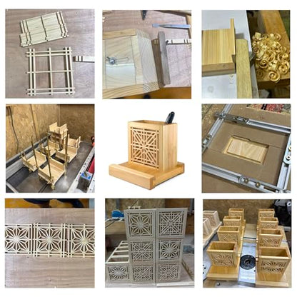 Handmade Hinoki Wood Desk Decor, Japanese Zen Wooden Pen Holder, Handcrafted Office Art, Kumiko Art (White) - color: White