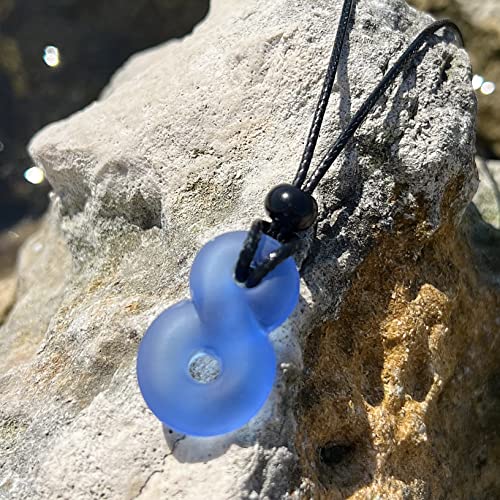 Infinity Necklace - Sea Glass Jewelry - Positive Vibes Collection - Cute Meditation Crystals - Spiritual Gifts for Yoga Lovers - High Vibration Tibetan Symbols - Cool and Trendy Good Luck Amulets - color: Couples Set - Cloud Blue and Bottle Green