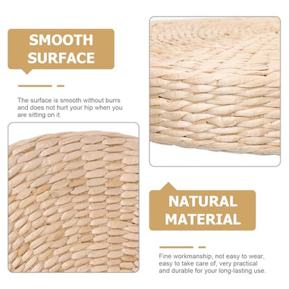 Woven Round Meditation Cushion 6cm Thick Tatami Floor Pillow Japanese Style Straw Seat Pad for Yoga and Home Seating