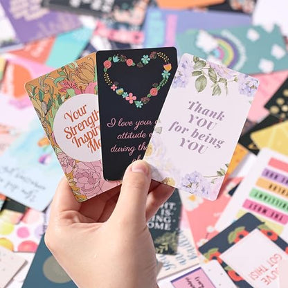 Mr. Pen- Encouragement Cards with Wooden Stand, 100 pcs Inspirational Cards, Motivational Cards, Inspirational Note Cards, Motivational Quote Cards, Kindness Cards - color: Light Honey