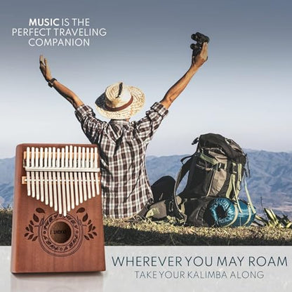 UNOKKI 17-Key Kalimba Thumb Piano - Portable Mahogany Percussion Mbira Instrument - Beginner Tuning Set, Music Instruments for Kids Gifts - Dark Brown - color: Dark Brown