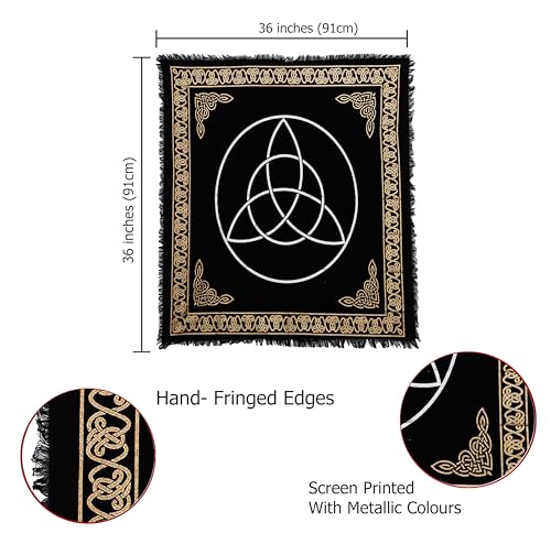 Indian Consigners Altar Cloth Vesica Pisces Knots Witchcraft Alter Tarot Spread Wiccan Spiritual 36" Sacred Alter Table Cloth (Triquetra Gold Silver) - color: Triquetra Silver