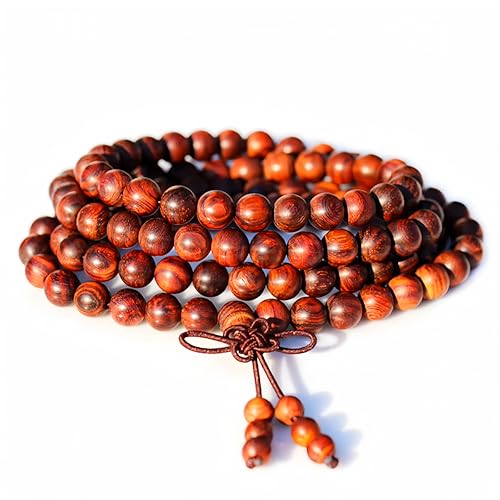 108 8mm Wooden Mala Necklace Bracelet for Men and Women, Prayer Meditation Buddhist or Wear Jewelry, for Gifts for Yourself or Friends and Family. - color: yellow rosewood